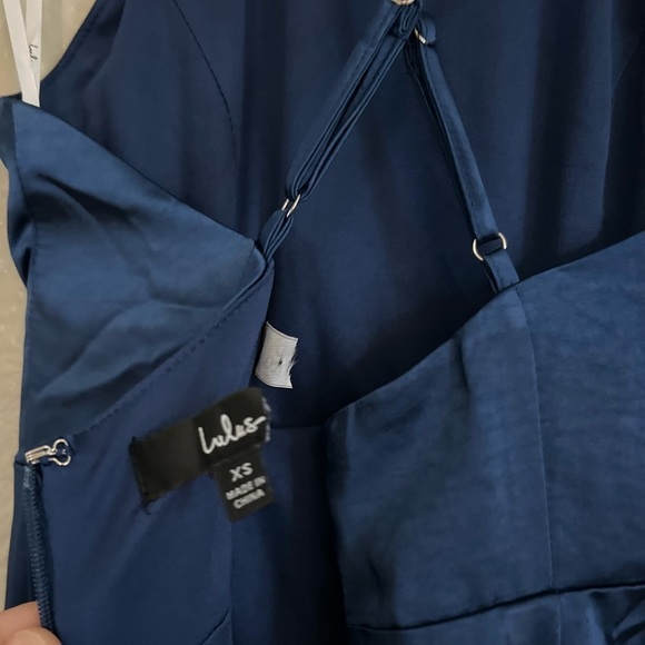 NWOT Born to Captivate Blue Satin Backless Maxi Dress - Picture 5 of 7